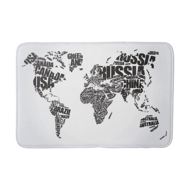 World Map in Typography Bath Mat (Front)
