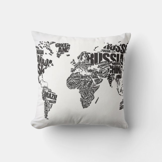 World Map in Typography Cushion (Front)