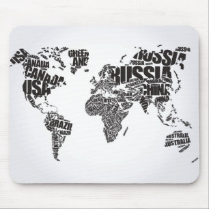 World Map in Typography Mouse Mat
