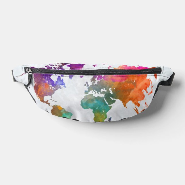 World Map In Watercolor Bum Bags (Lay Down)