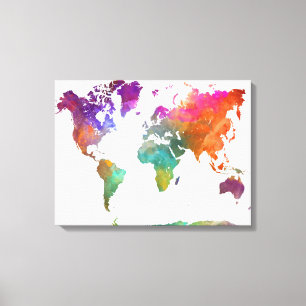 World Map In Watercolor Canvas Print