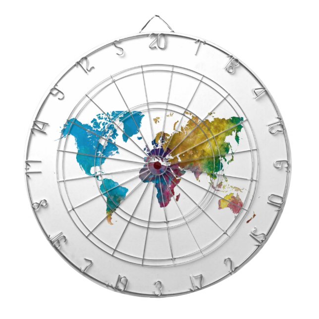 World map in watercolor dartboard (Front)