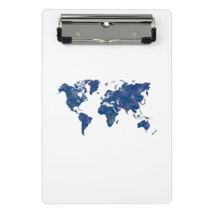 World map in watercolor mini clipboard