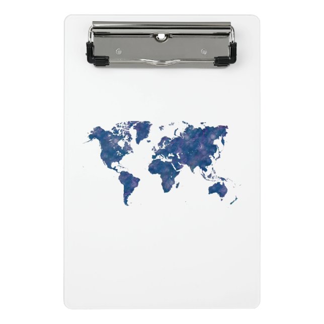 World map in watercolor mini clipboard (Front)
