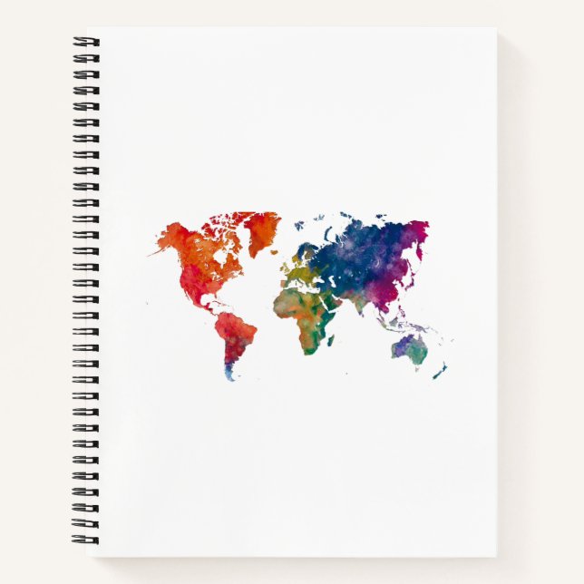 World map in watercolor notebook (Front)
