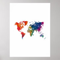 World map in watercolor