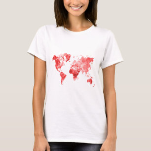 World map in watercolor Red T-Shirt