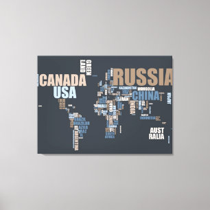 World Map in Words Canvas Print