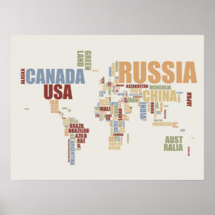 World map in words poster