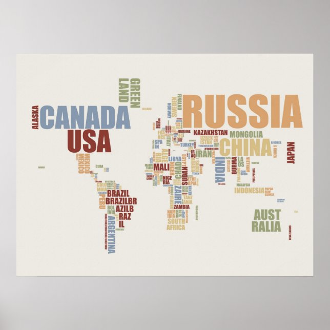 World map in words poster (Front)
