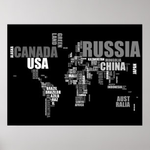 World Map in Words Poster