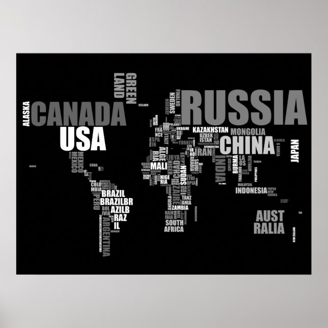 World Map in Words Poster (Front)