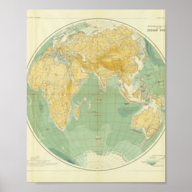 World Map Indian Ocean, Europe, Asia, Africa Poster (Front)