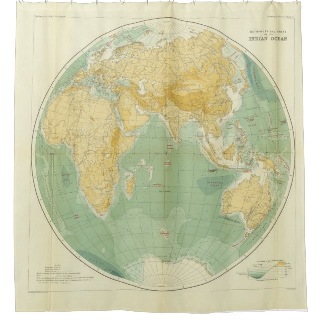 World Map Indian Ocean, Europe, Asia, Africa Shower Curtain (Front)