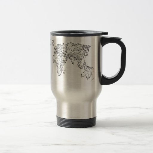 Image of World Map ink drawing Travel Mug