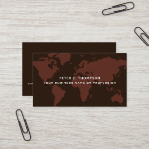 World Map International Professional brown Business Card