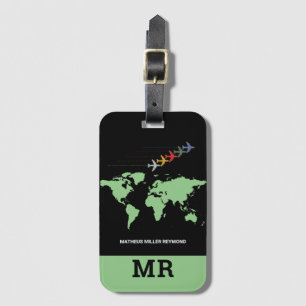 world map international travel identifier luggage tag