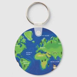 World Map Key Ring