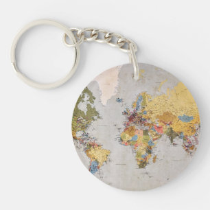 world map key ring