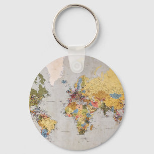 world map key ring