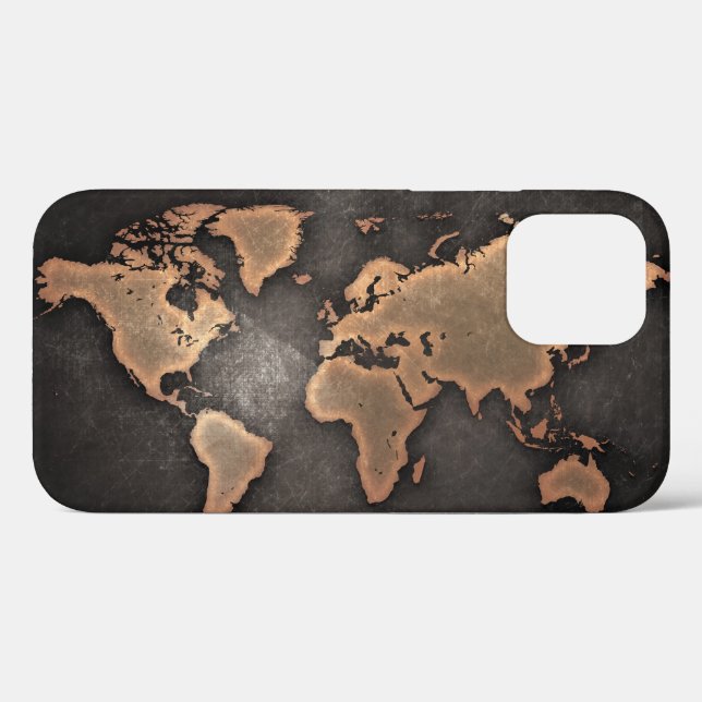 World map leather geographical brown Case-Mate iPhone case (Back (Horizontal))
