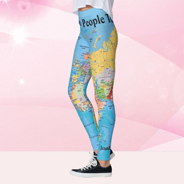 World Map Leggings YOUR NAME Yoga Pants S to XL (Creator Uploaded)