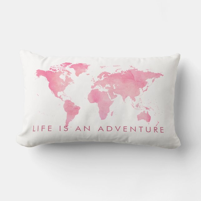 World Map Life is an Adventure Baby Kids Lumbar Cushion (Front)