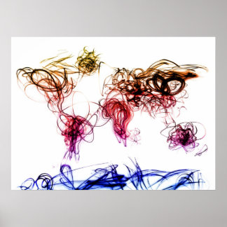 World Map Light Writing Poster