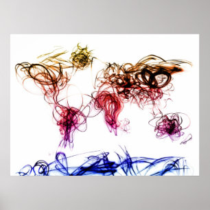 World Map Light Writing Poster