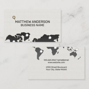 World Map Location Markers Business Card
