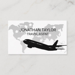 World Map   Location Markers   Plane Business Card