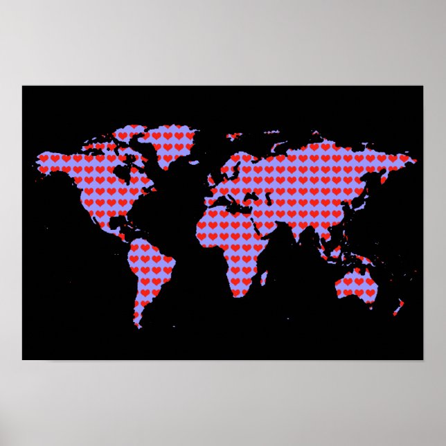 world map - love pattern poster (Front)