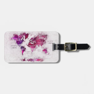 world map luggage tag