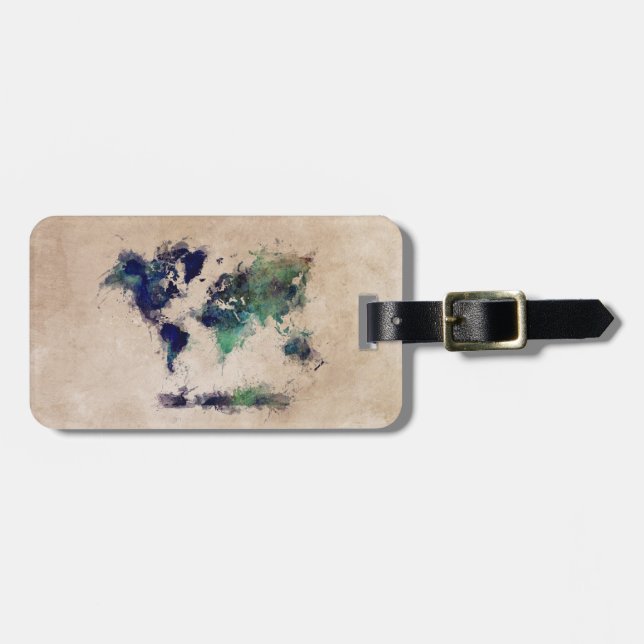 world map luggage tag (Front Horizontal)