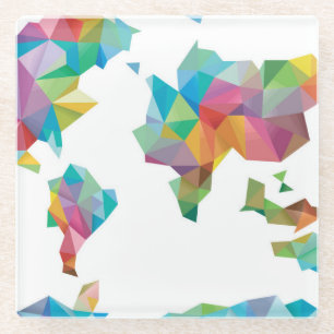 World Map Made of Geometric Shapes Glass Coaster