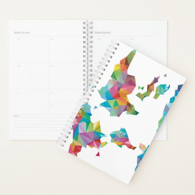World Map Made of Geometric Shapes Planner (Display)