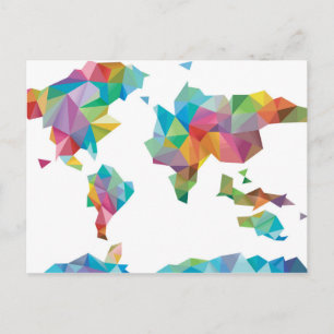 World Map Made of Geometric Shapes Postcard