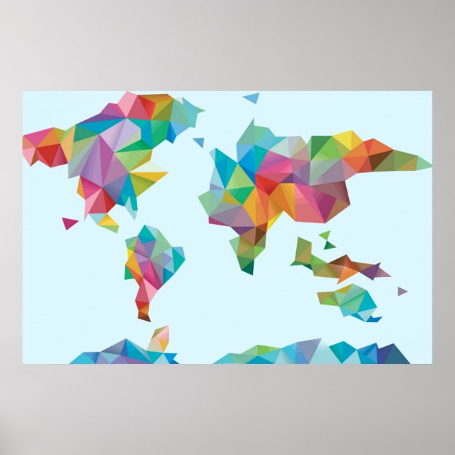 World Map Made of Geometric Shapes Poster (Front)