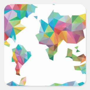 World Map Made of Geometric Shapes Square Sticker