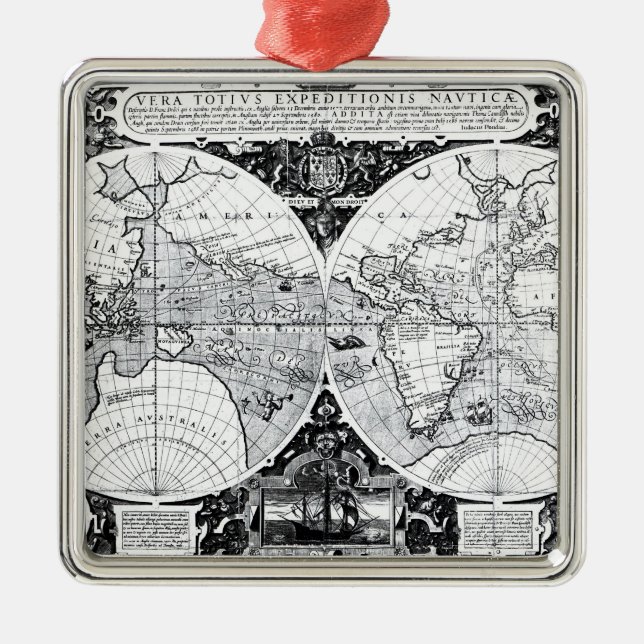 World map metal tree decoration (Front)