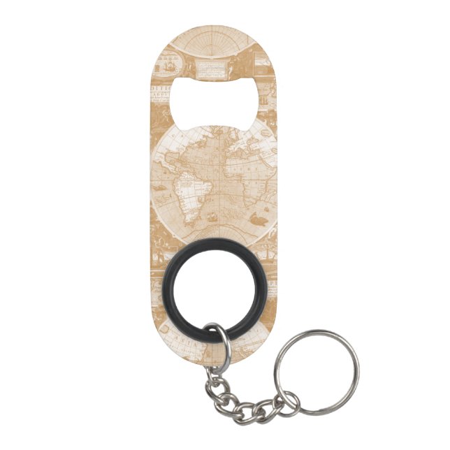 World Map Mini Bottle Opener With Keychain (Back)
