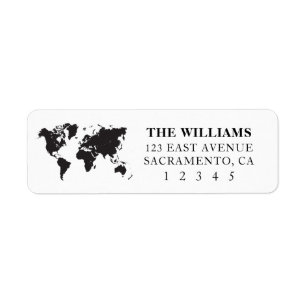 World Map Modern Return Address
