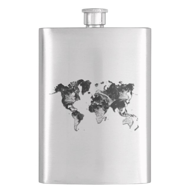 WORLD MAP - Moon Craters Hip Flask (Front)