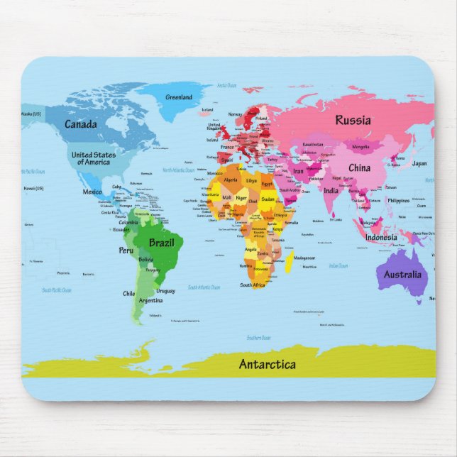 World Map Mouse Mat (Front)