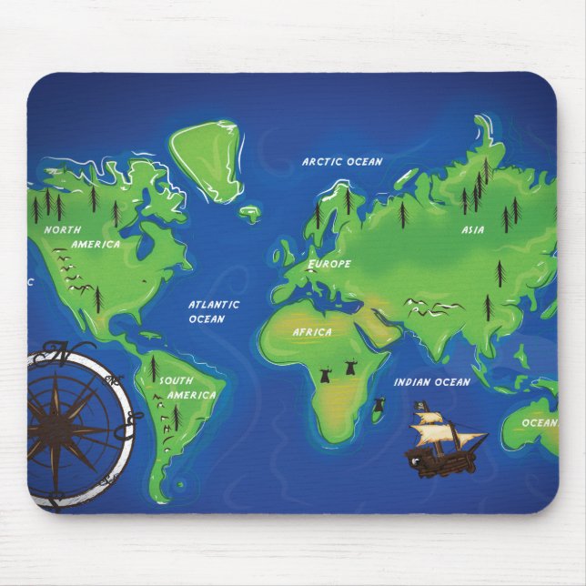 World Map Mouse Mat (Front)