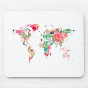 World Map Mouse Pad, Pink Mouse Mat