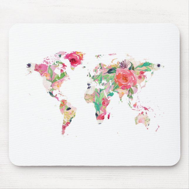 World Map Mouse Pad, Pink Mouse Mat (Front)