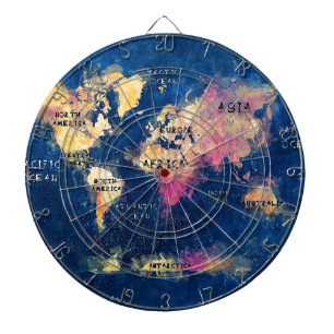 world map OCEANS and continents Dartboard