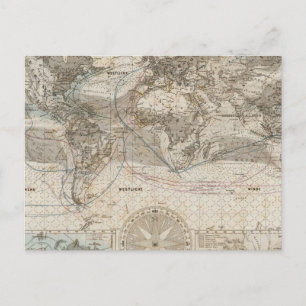 World map of Air Flow Postcard