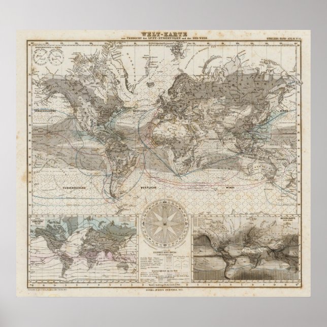 World map of Air Flow Poster (Front)